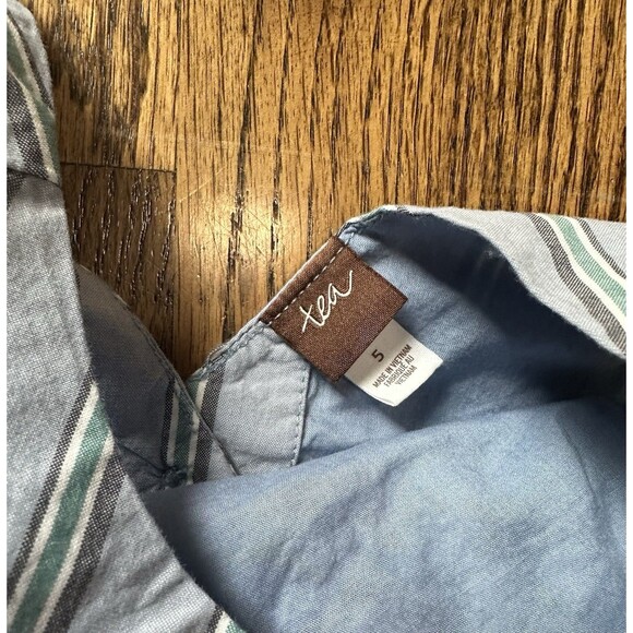 TEA‎ COLLECTION Dusty Blue Asymmetrical Embroidered 100% Cotton Dress Girls Sz 5 - Picture 2 of 7